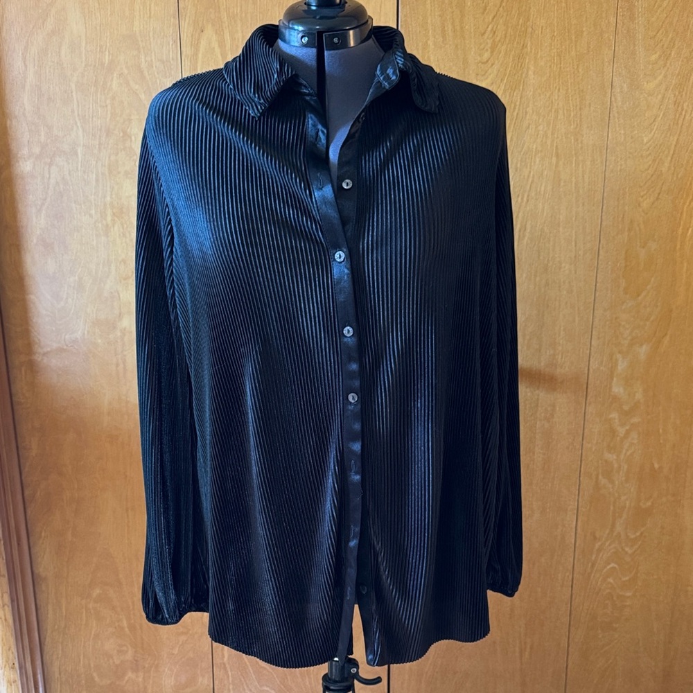 RO & DE Black Pleated Blouse